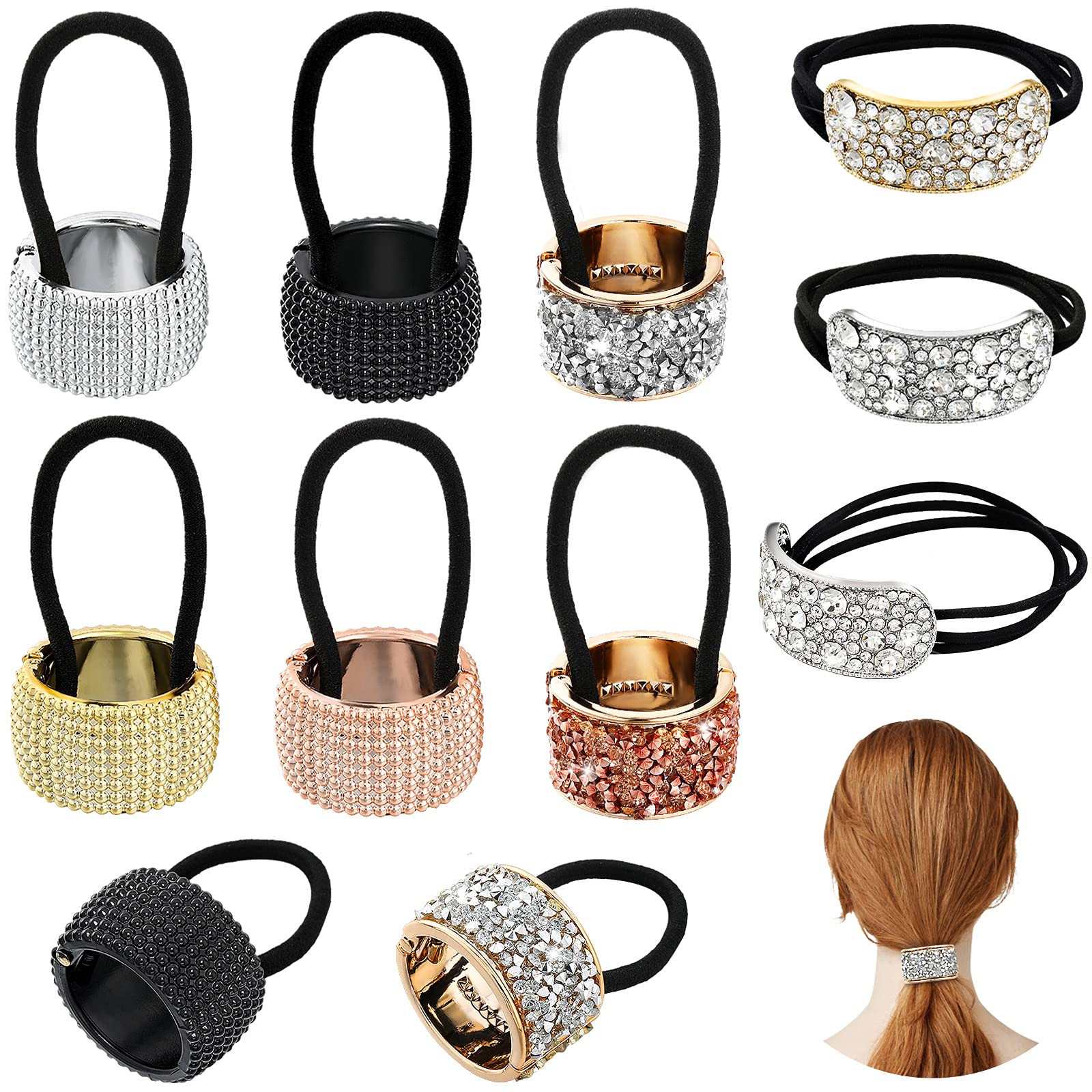Canlierr attache-cheveux strass ensemble 8 pièces, allure chic au quotidien