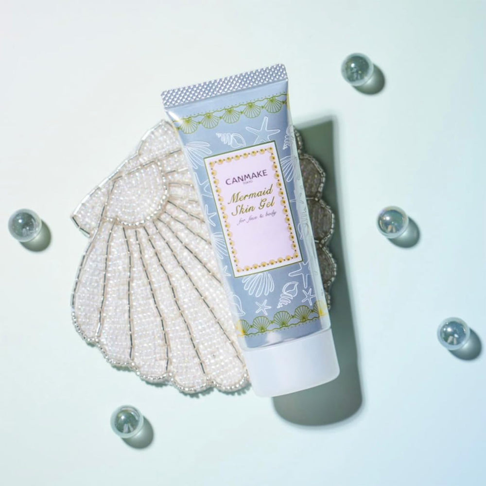 CANMAKE Mermaid Skin Gel après application, peau douce et veloutée