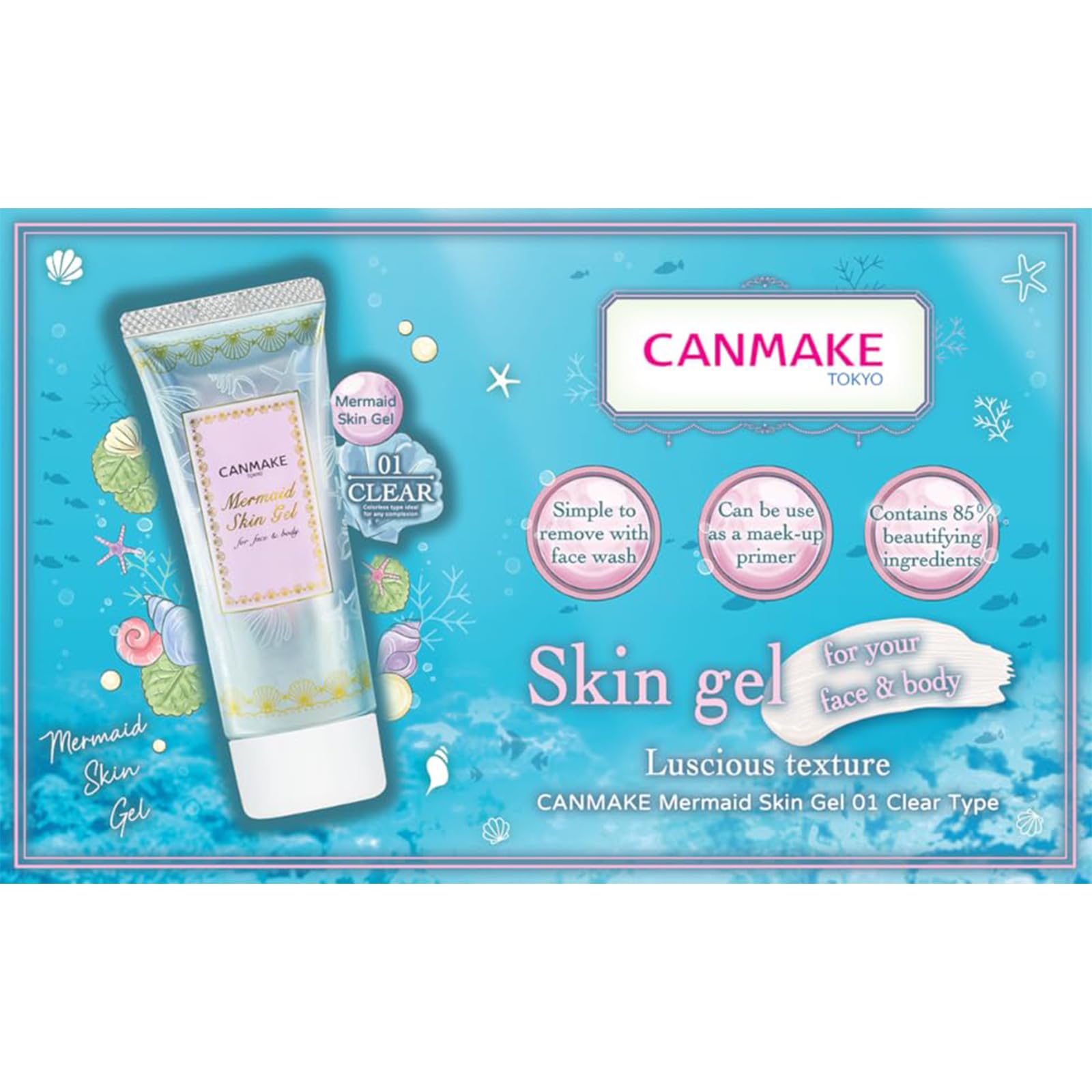 CANMAKE Mermaid Skin Gel emballage simple pour une routine pratique