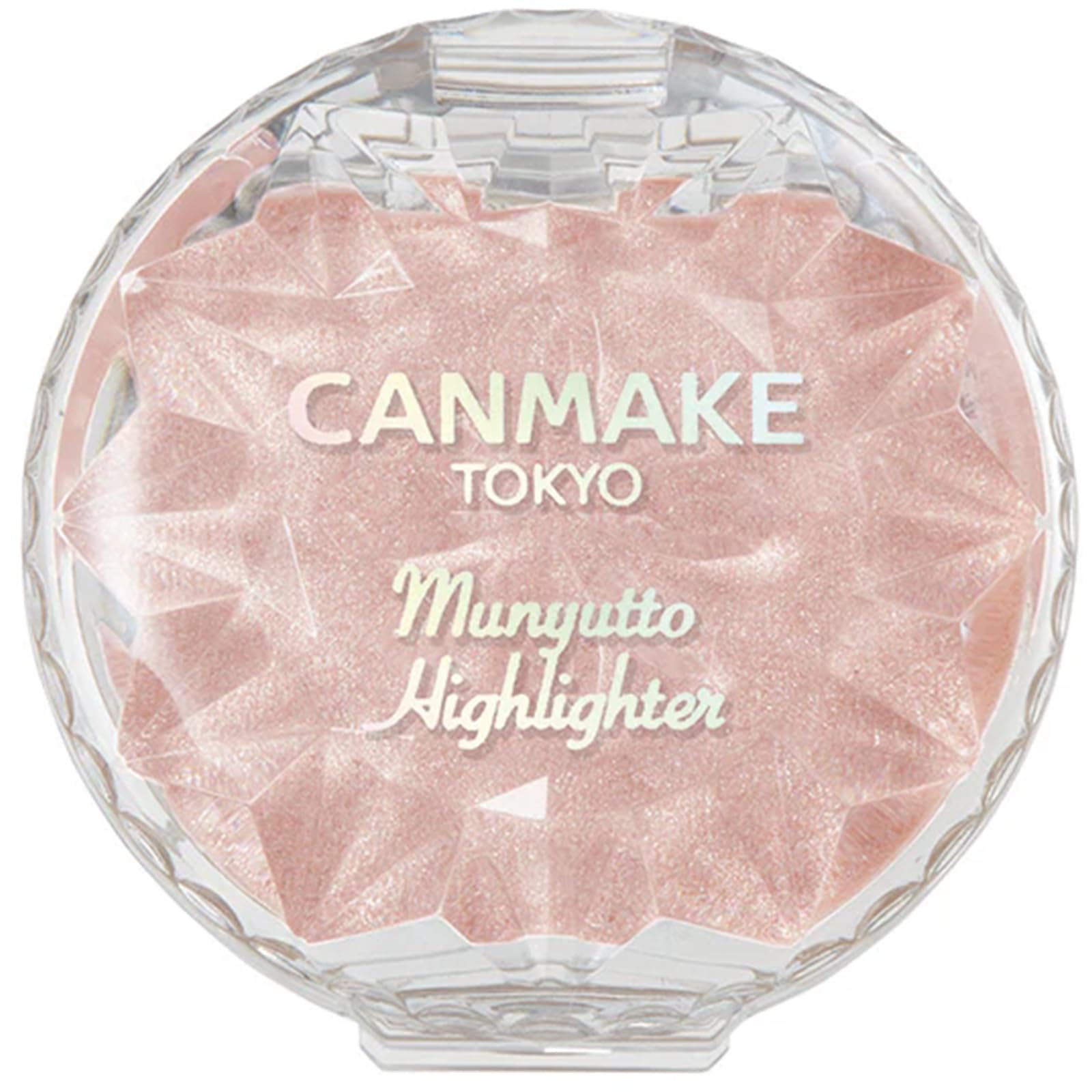 CANMAKE Munyutto Highlighter sur le visage pour un éclat rosé naturel.