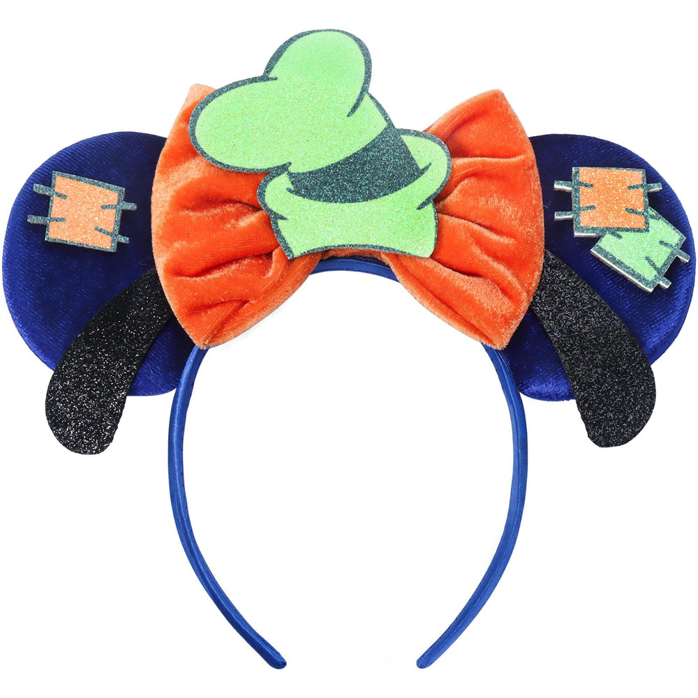 CANMIL bandeau cheveux oreilles souris bleues et nœud orange, idéal pour un look nostalgique.