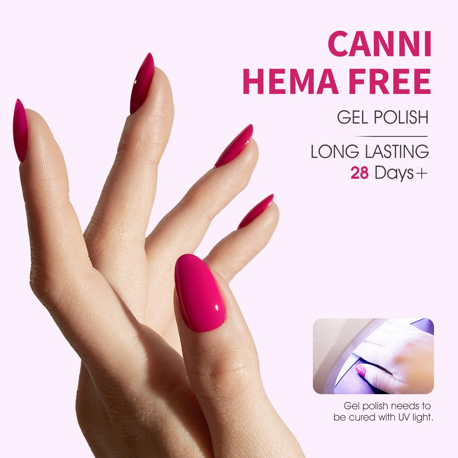 Vernis gel CANNI orange: bouteilles visibles pour une palette estivale.