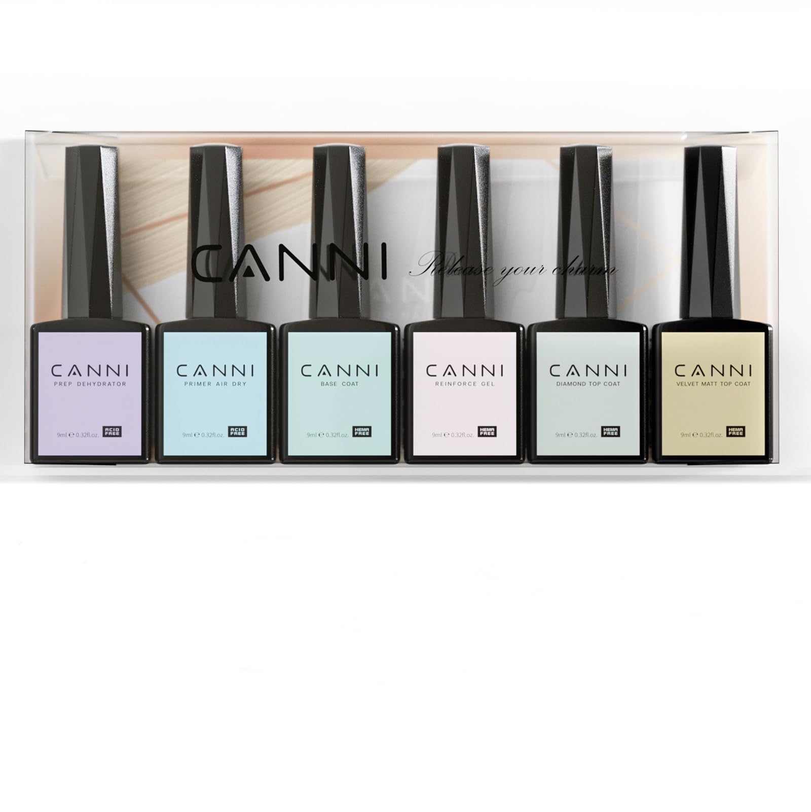 CANNI gel color bottle with a 3D crystal label for accurate shade viewing.
