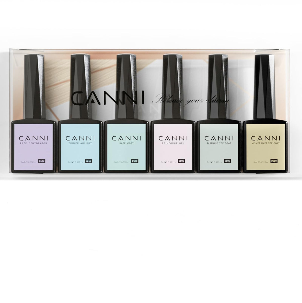 CANNI gel color bottle with a 3D crystal label for accurate shade viewing.