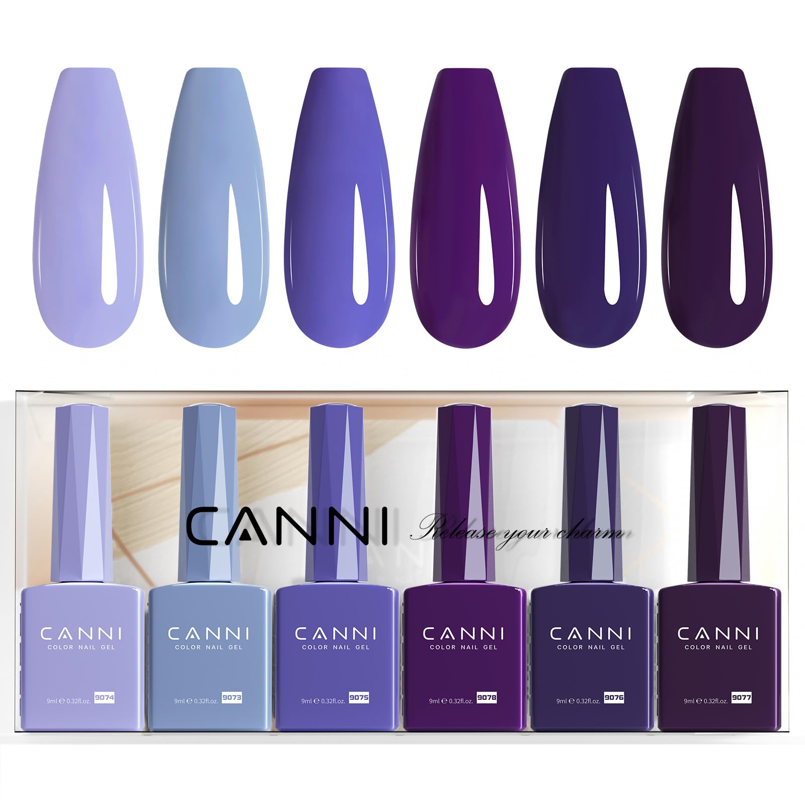 CANNI ensemble 6 couleurs 9 ml, nuancier clair pour choisir rapidement la teinte.