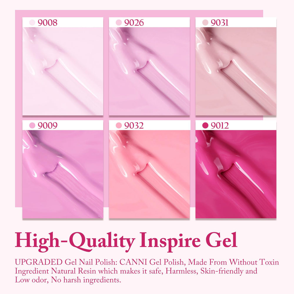 CANNI pink gel nail polish light pink bottle close-up with UV/LED curing compatibility.