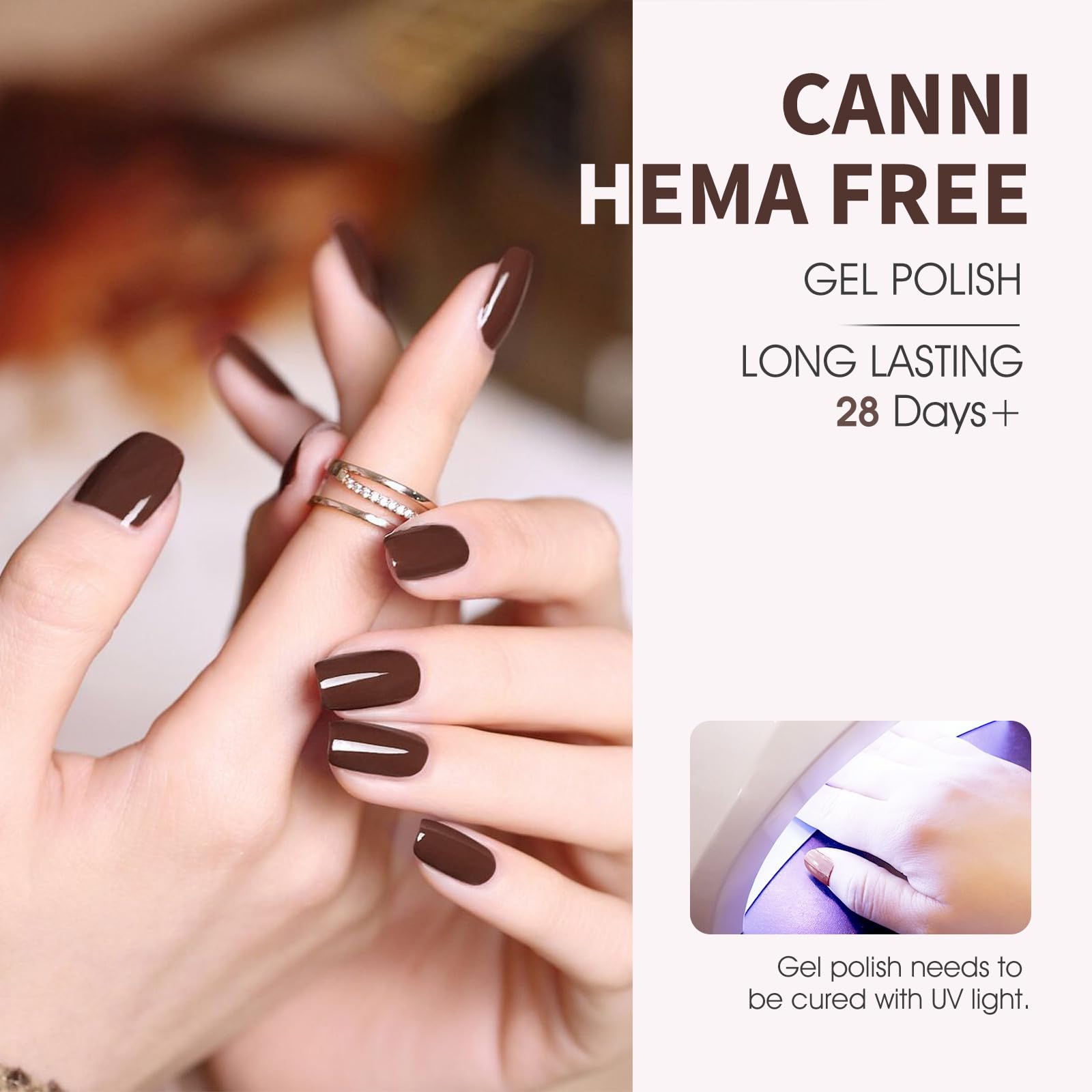 CANNI richly pigmented gel polish in a 9 ml bottle provides depth