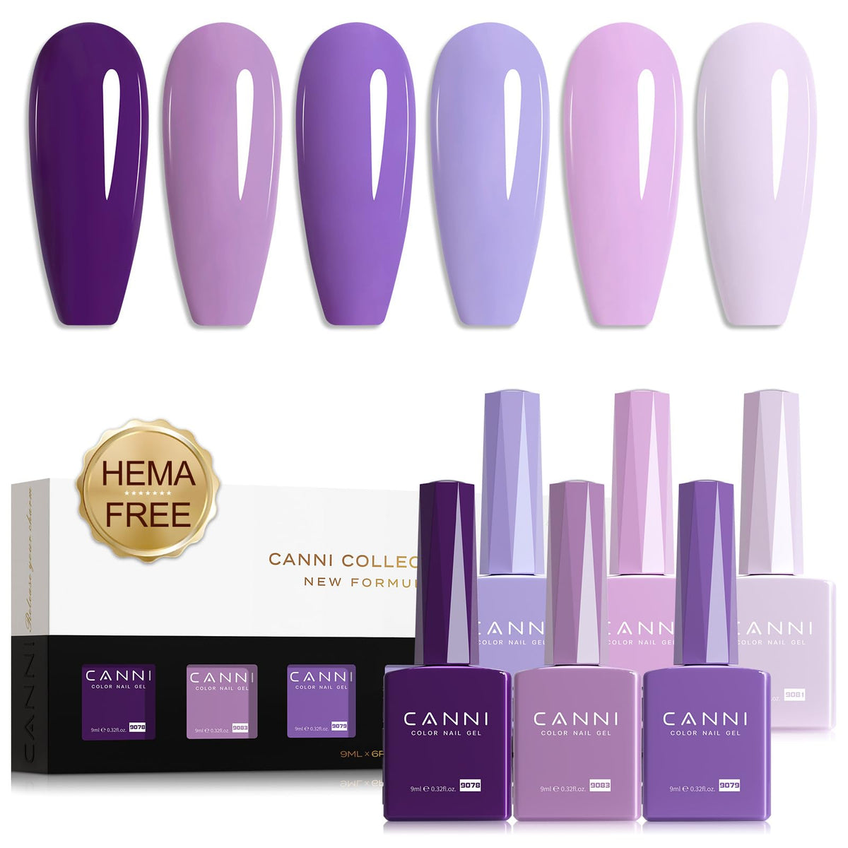 CANNI ensemble vernis gel coffret avec six couleurs prête pour votre manucure
