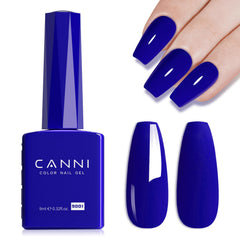 Vernis gel CANNI Bleu Royal, flacon élégant, couleur bleu profond et brillance durable.