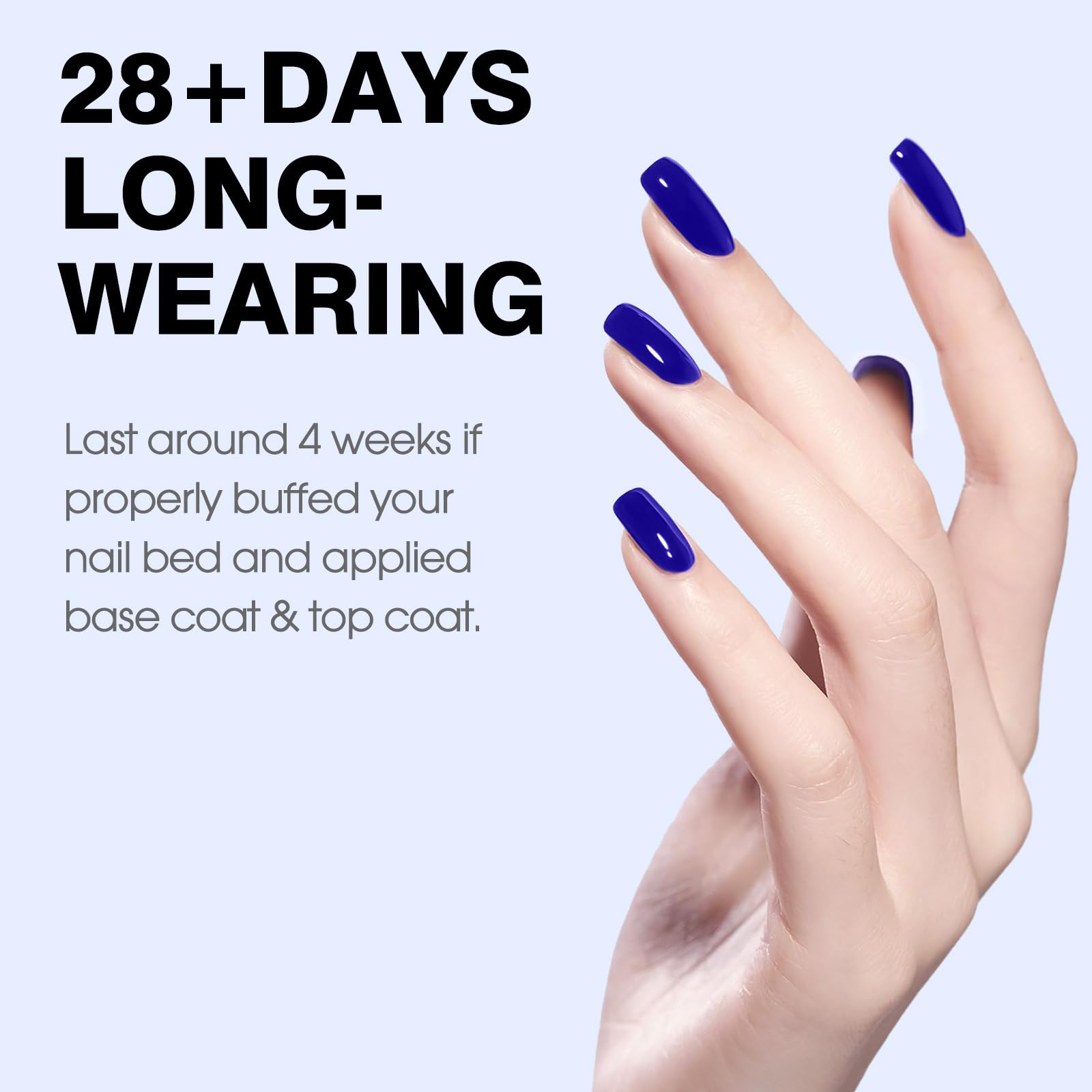 Fini brillant CANNI Bleu Royal sur ongles, look chic et longue tenue.