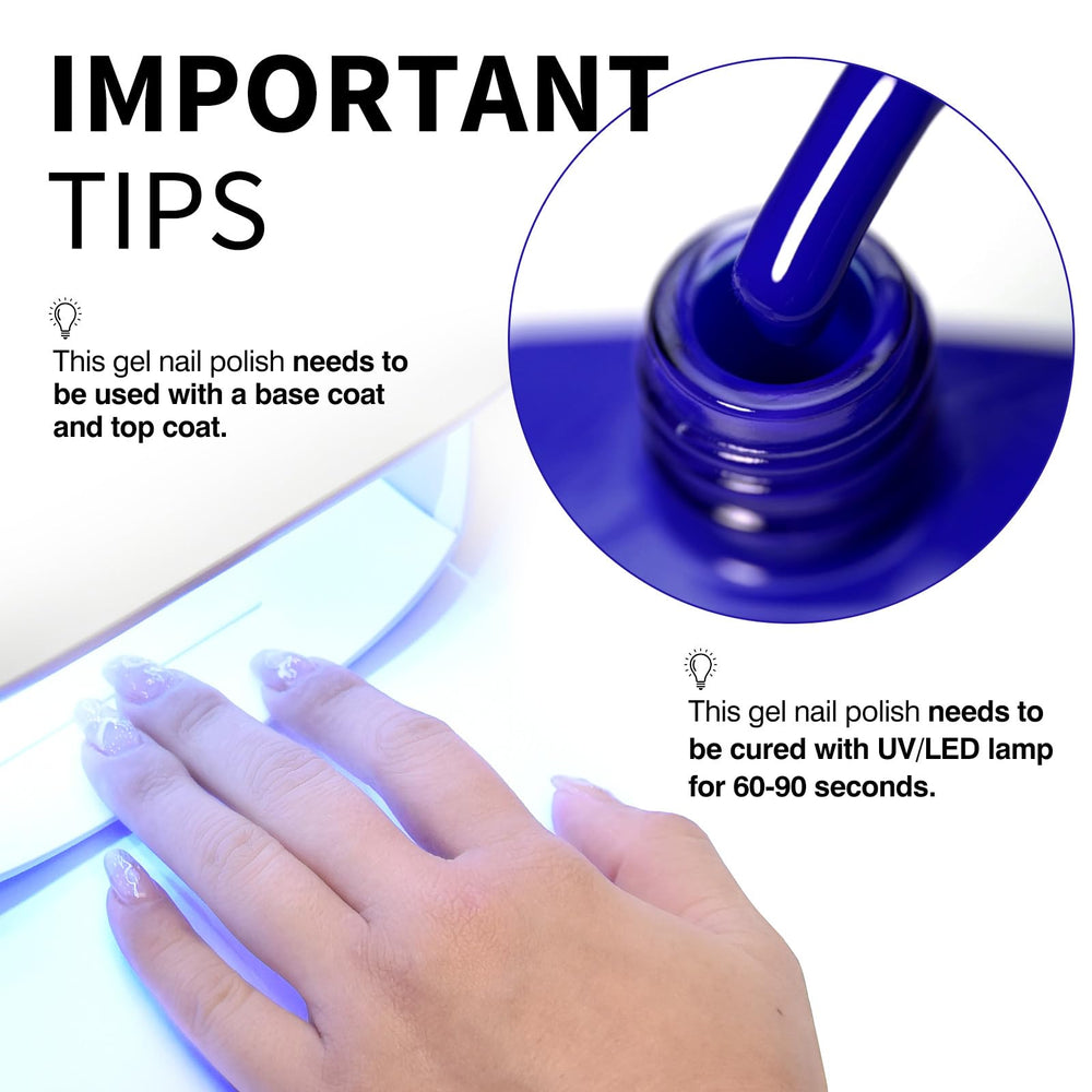 Utilisation à domicile ou en salon avec Vernis Gel Bleu Royal, pratique et rapide.