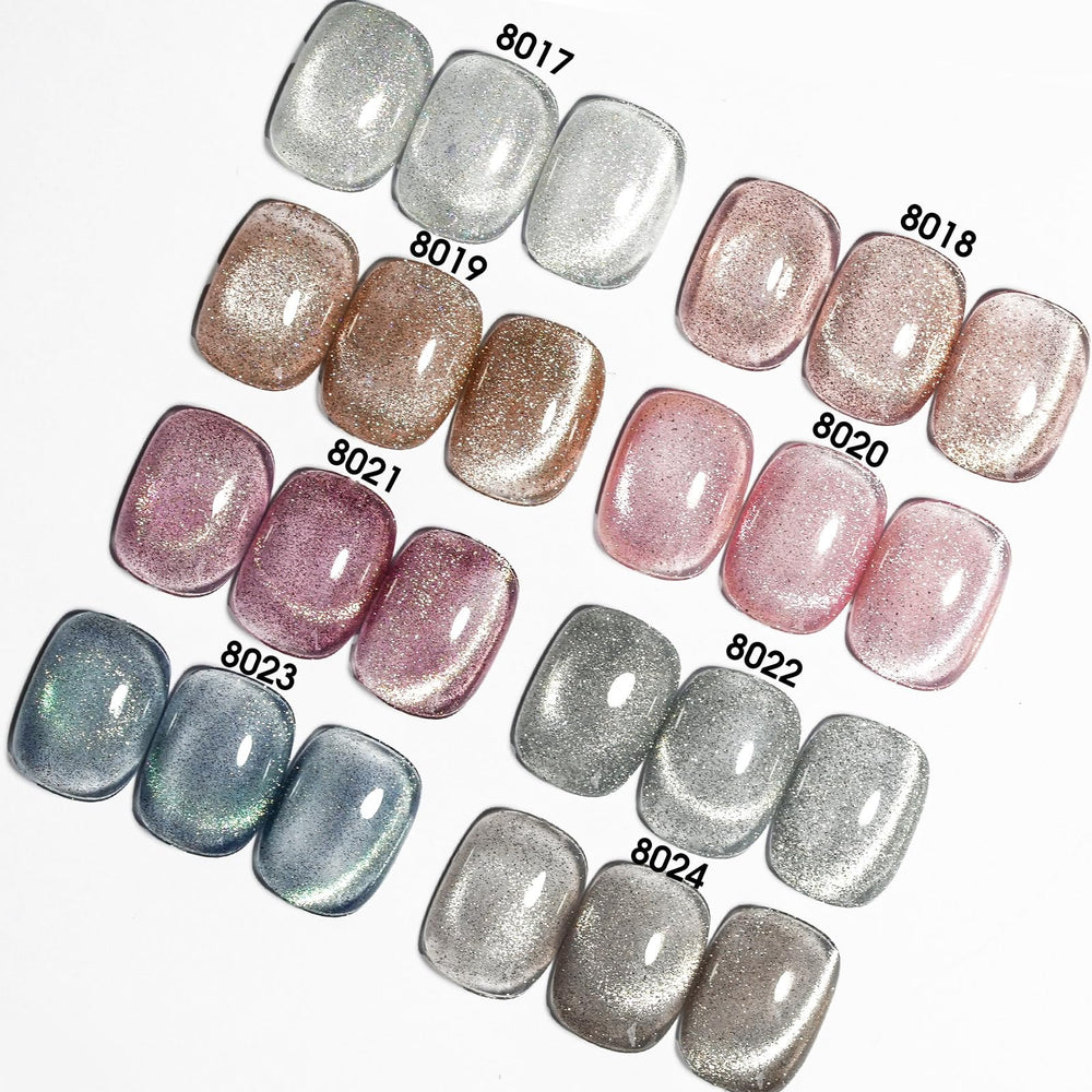 CANNI vernis gel effet œil de chat bleu translucide, rendu profond et lumineux.