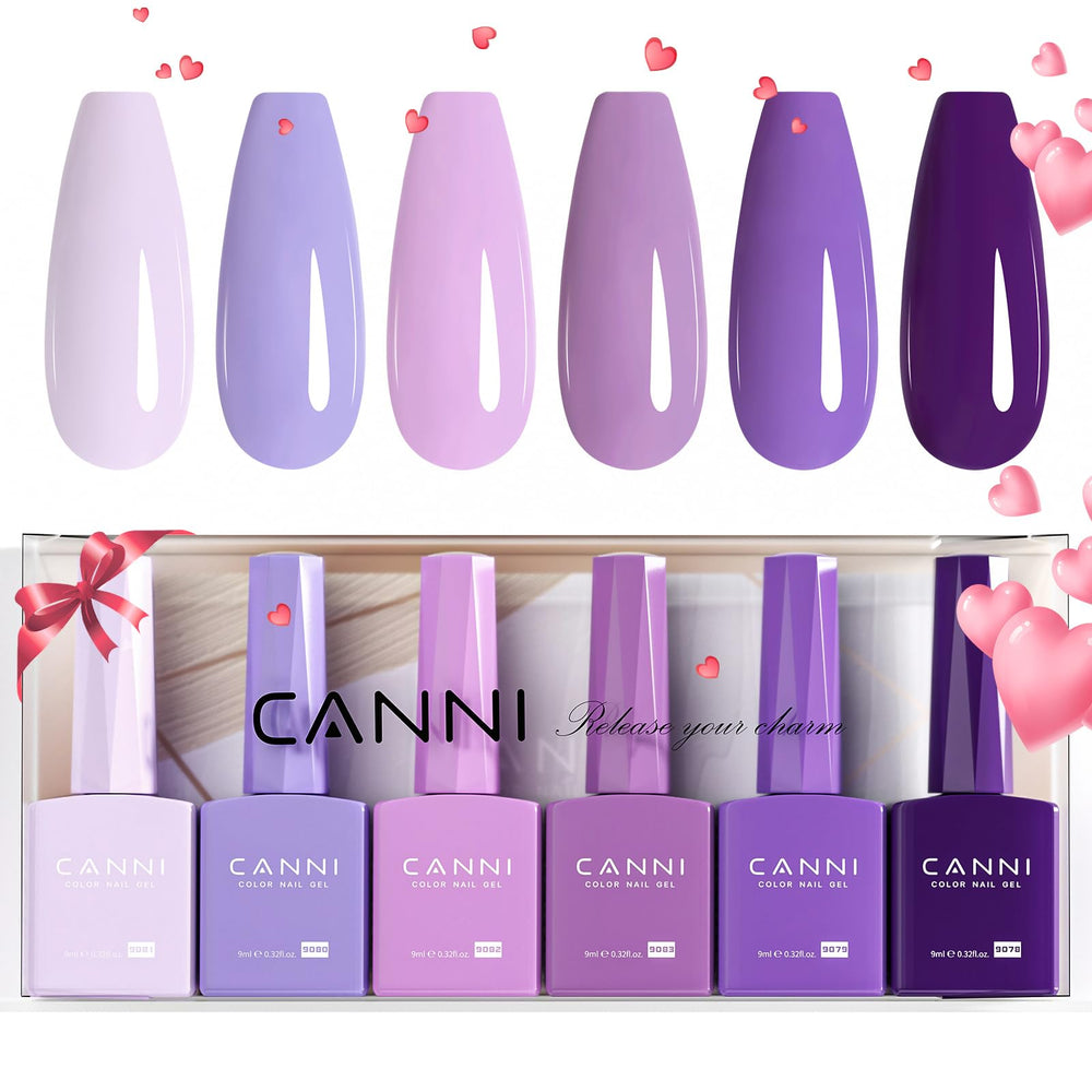 Vernis gel HEMA-free CANNI – ensemble de 6 teintes, sûr et polyvalent.