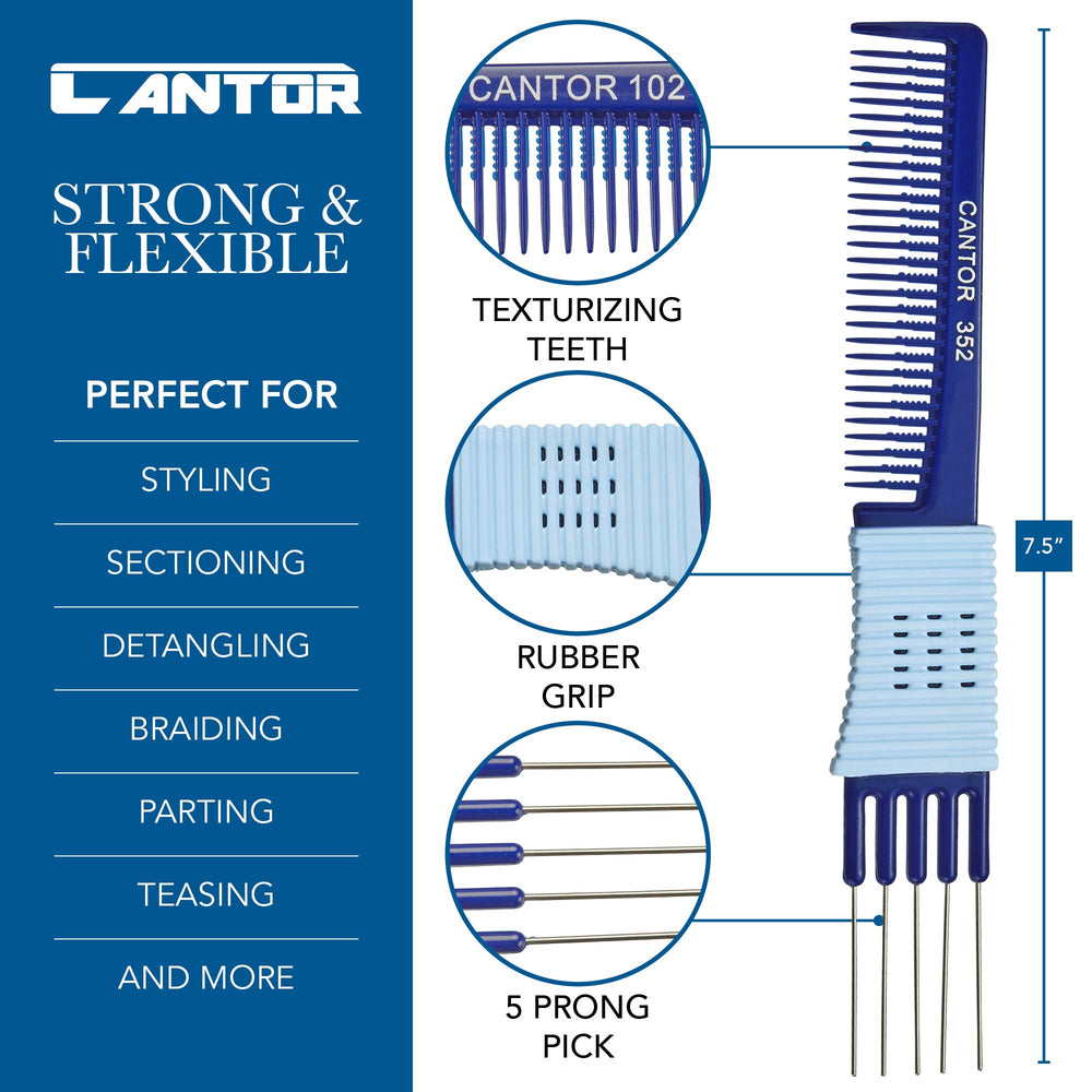 Cantor Lift: peigne-demelant 5 dents en acier inoxydable pour démêlage en douceur.