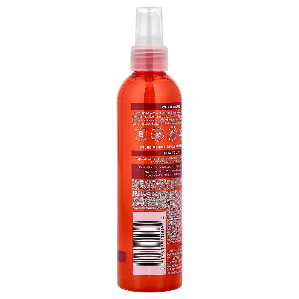 Flacon brume Cantu apporte éclat et tenue légère sur cheveux mouillés ou secs.