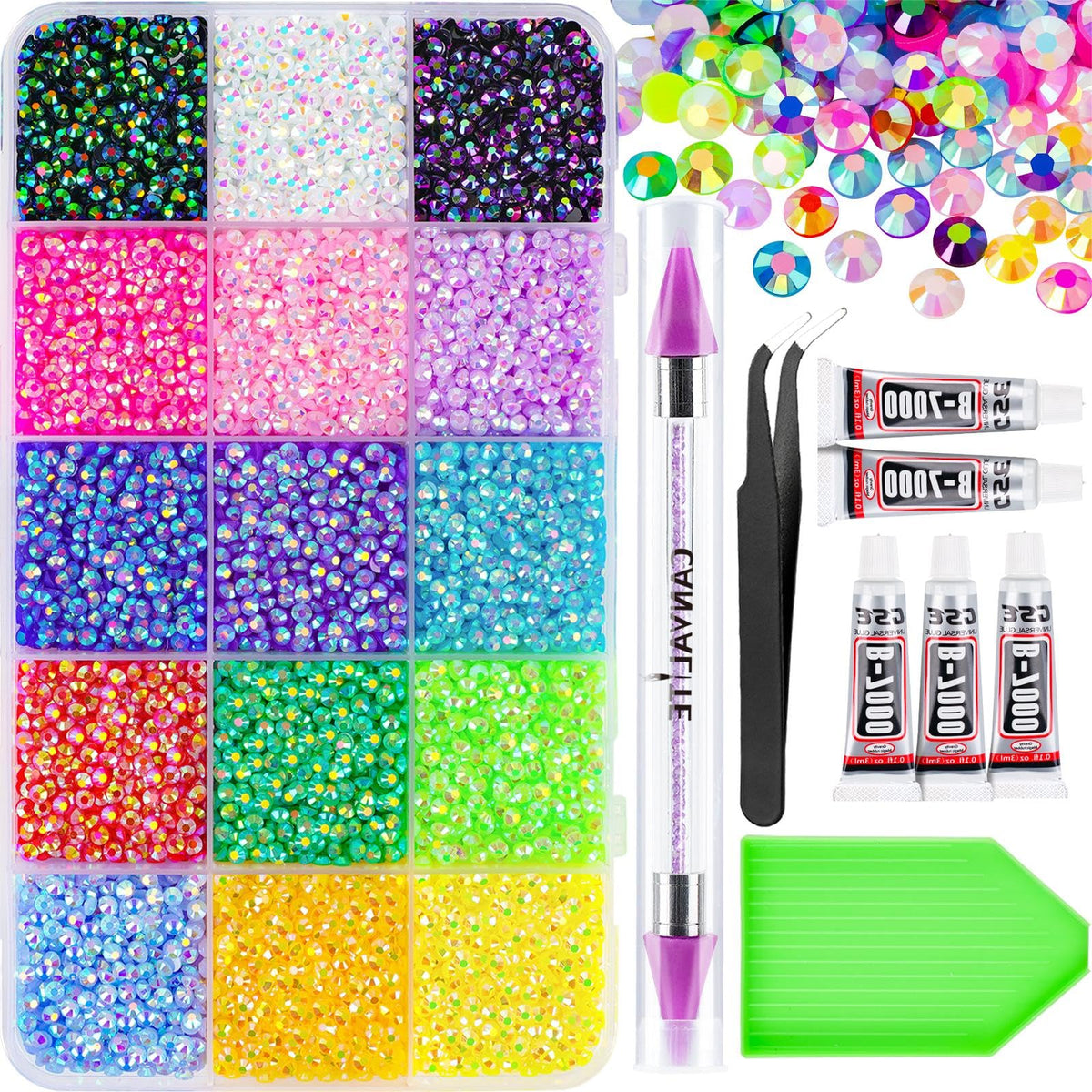 CANVALITE rhinestones résine jelly arc-en-ciel 3mm pour nail art brillant