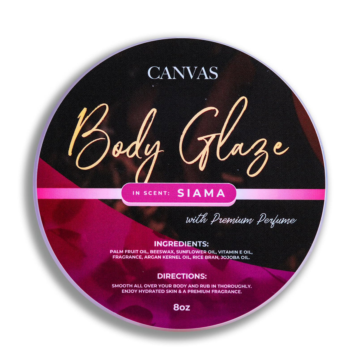 Canvas Beauty Siama – bouteille crème corps glow pour hydratation durable