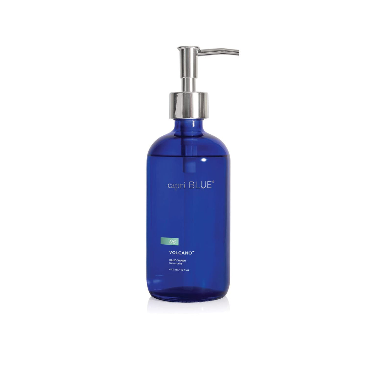 Capri Blue: Bouteille bleu cobalt avec pompe, design élégant et pratique pour la cuisine ou salle de bains.
