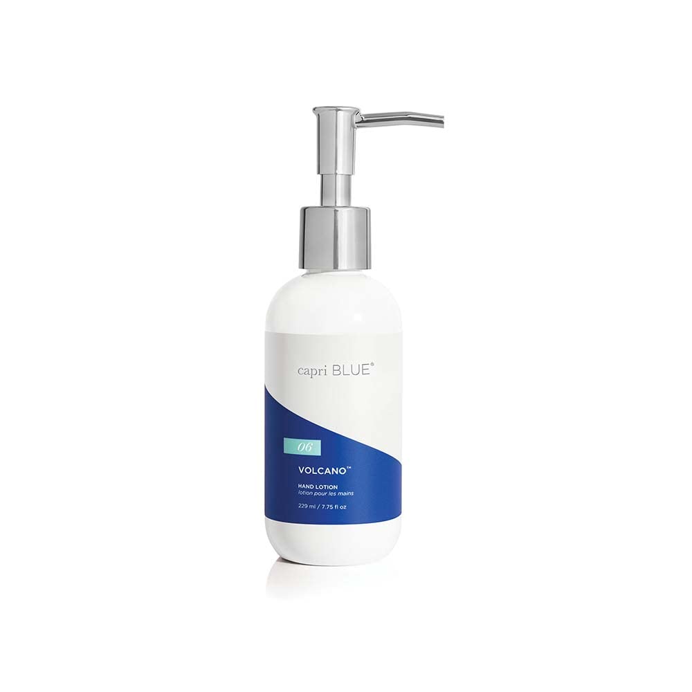 Lotion pour les mains Capri Blue Volcano — flacon pompe blanc élégant et hydratant