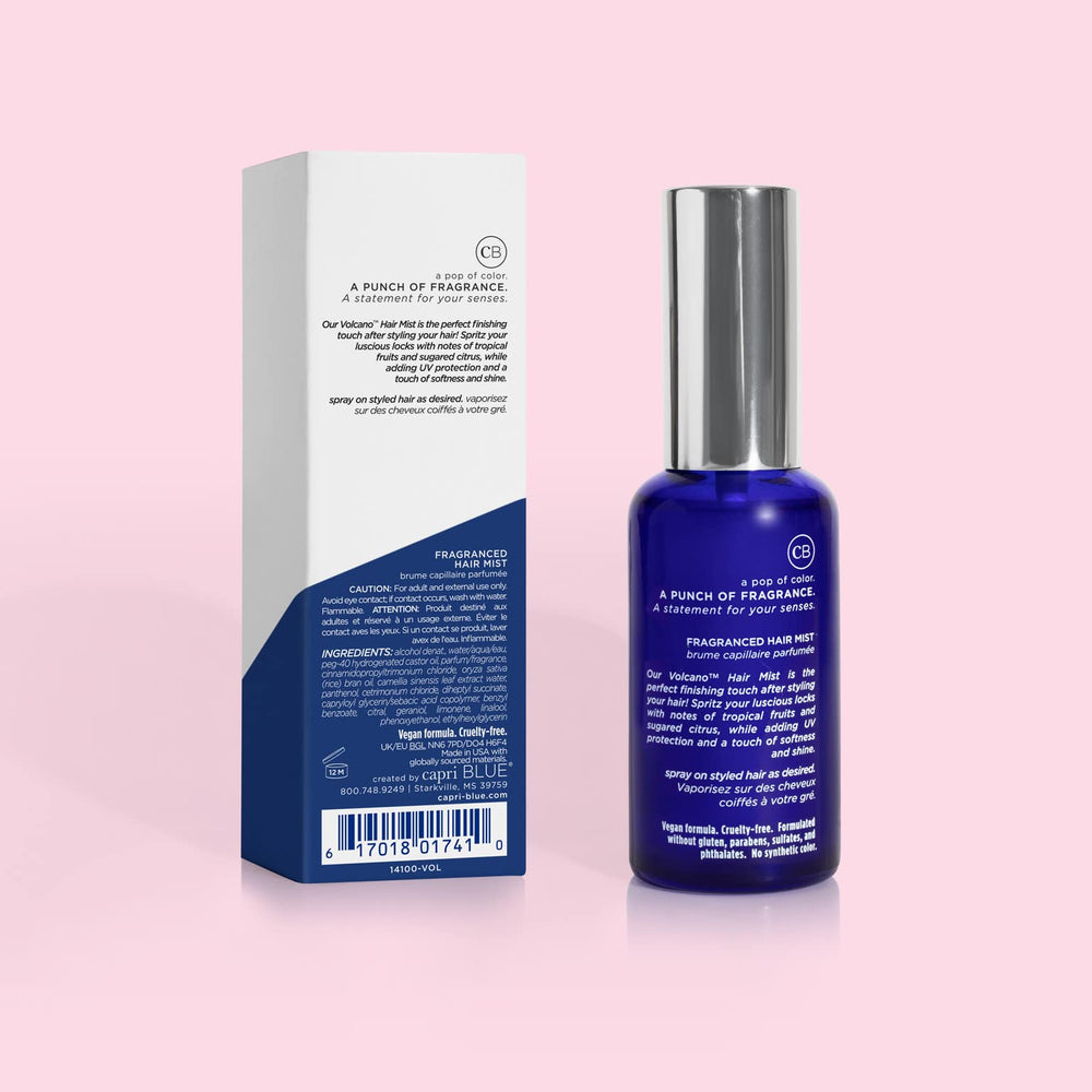 Capri Blue Volcano Hair Mist – finition parfumée prolonge le style et la fraîcheur.