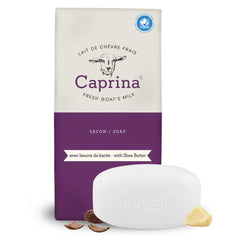 Caprina savon-barre au beurre de karité, hydratation riche et nourrissante.