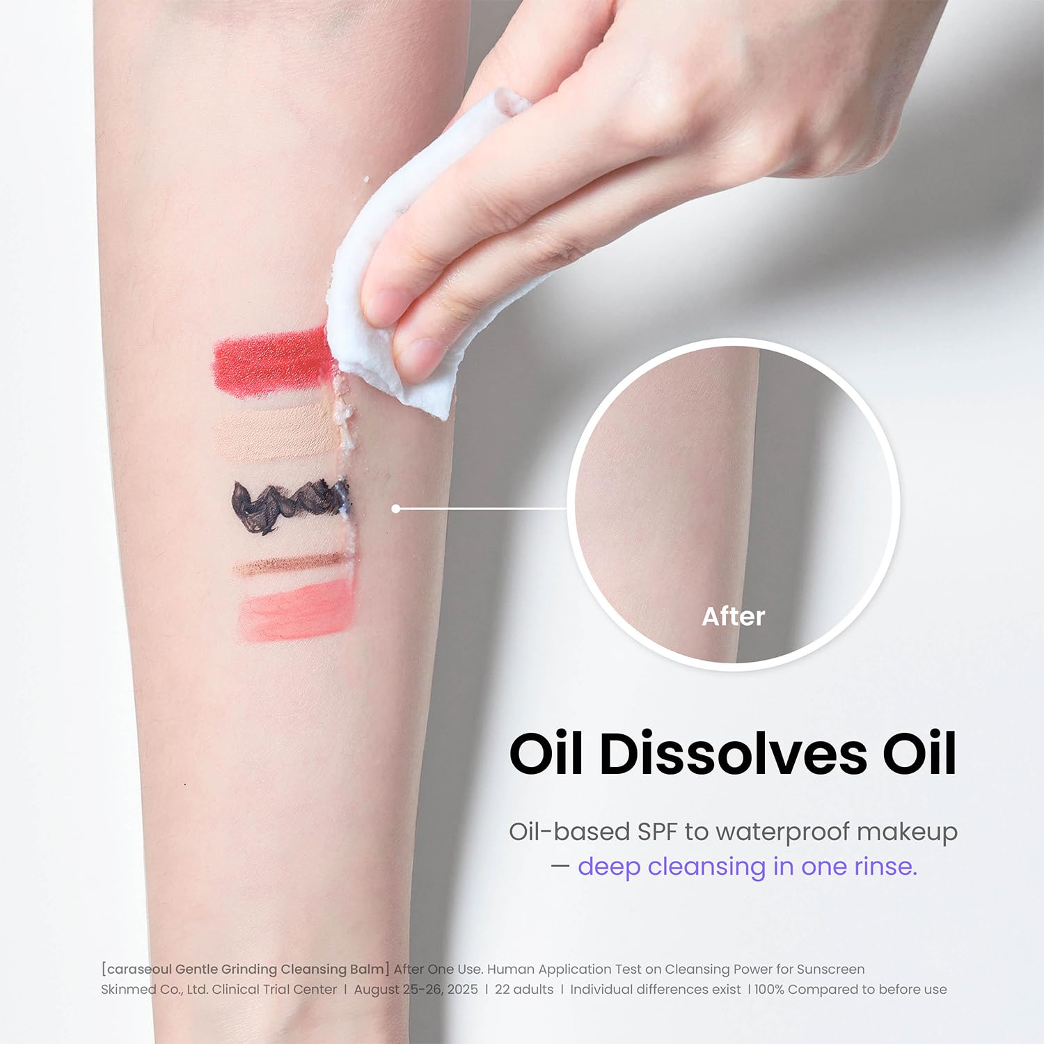 démaquillage avec caraseoul, disparition du mascara et du maquillage résistant à l'eau.