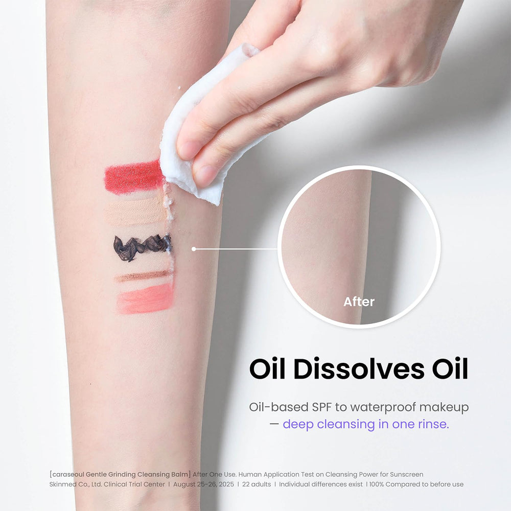 démaquillage avec caraseoul, disparition du mascara et du maquillage résistant à l'eau.