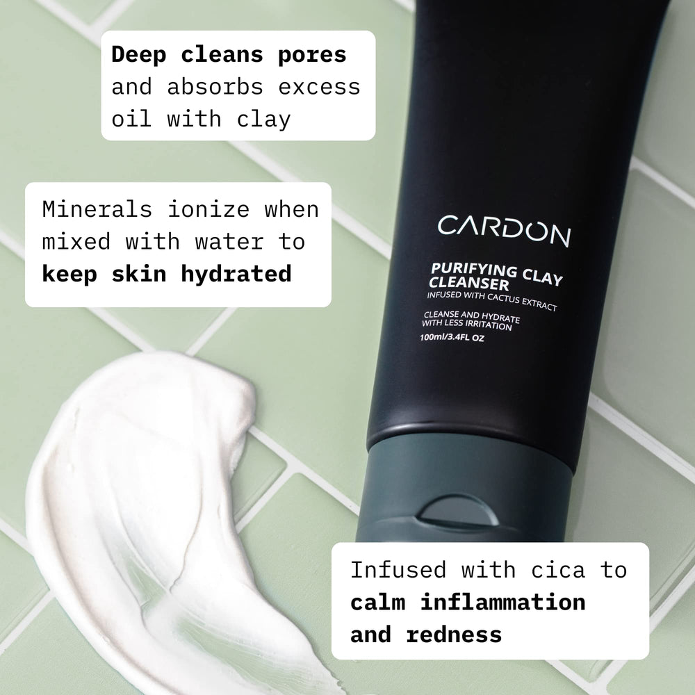 Cardon, bouteille du nettoyant argile, purifie les pores et régule l'excès de sébum.