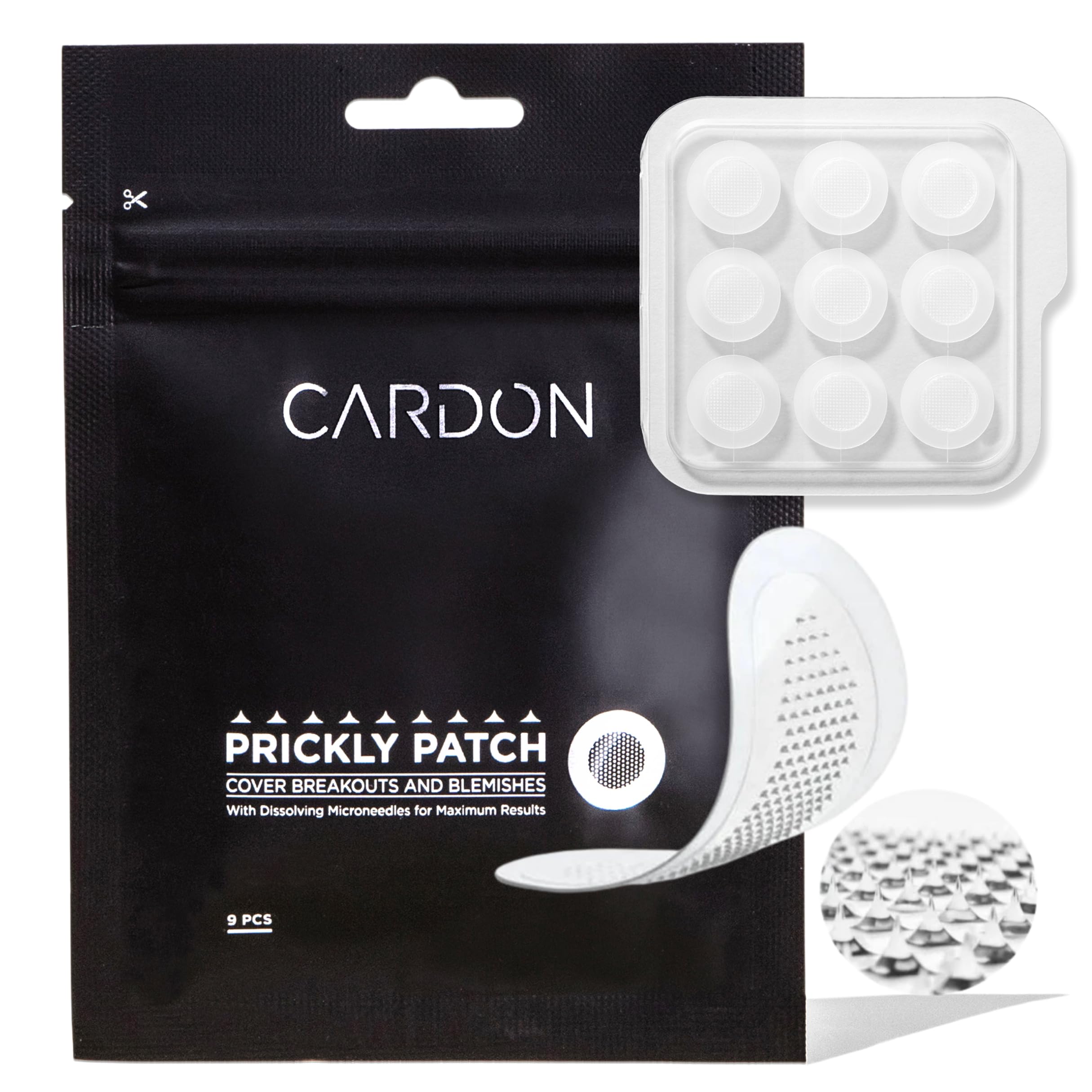 Cardon patchs micro-aiguilles : application rapide sur boutons pour soin ciblé.