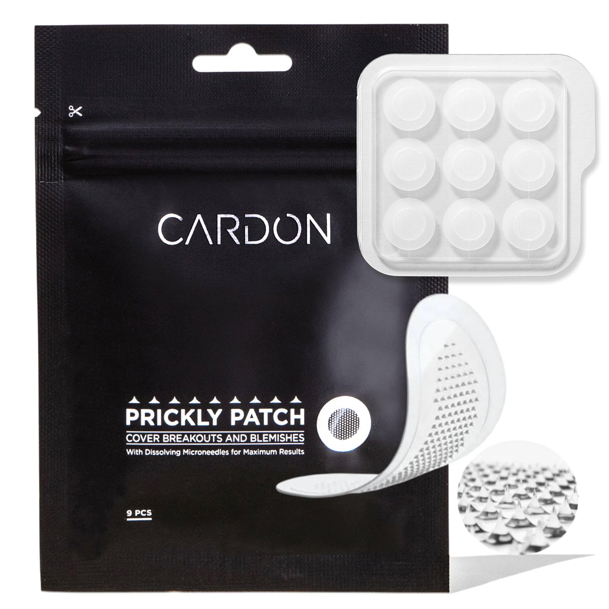 Cardon patchs micro-aiguilles : application rapide sur boutons pour soin ciblé.