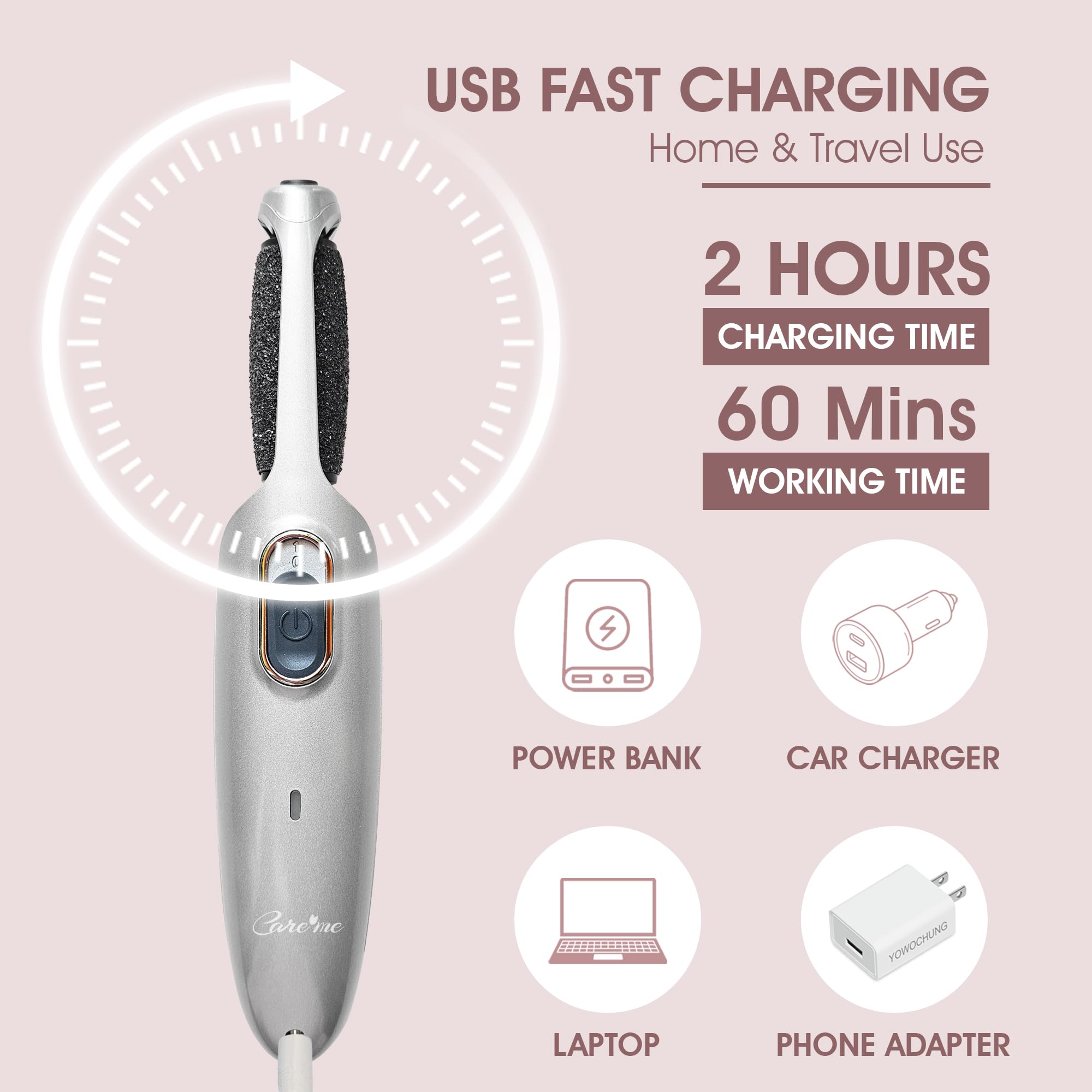 Care me pied électrique, indicateur de charge pour vérifier la recharge.