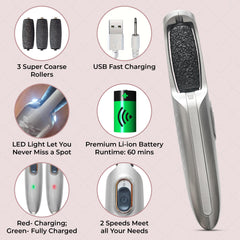 Care me pied électrique, rouleaux diamant ultra grossières pour talons épais.