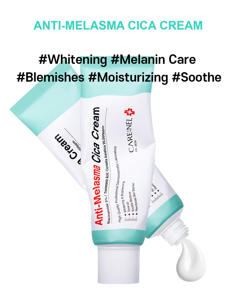 CARE:NEL mélasma crème visage niacinamide 5%, soutien potentiel de luminosité