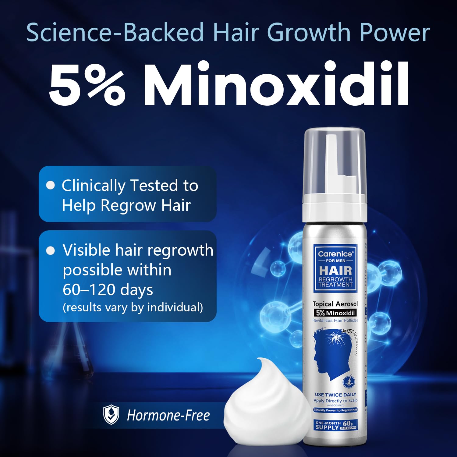 CARENICE Minoxidil Mousse pompe pratique dosage précis