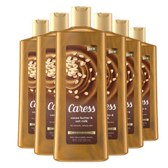 Caress bain coco-beurre-avoi-lait: hydratation immédiate après la douche.