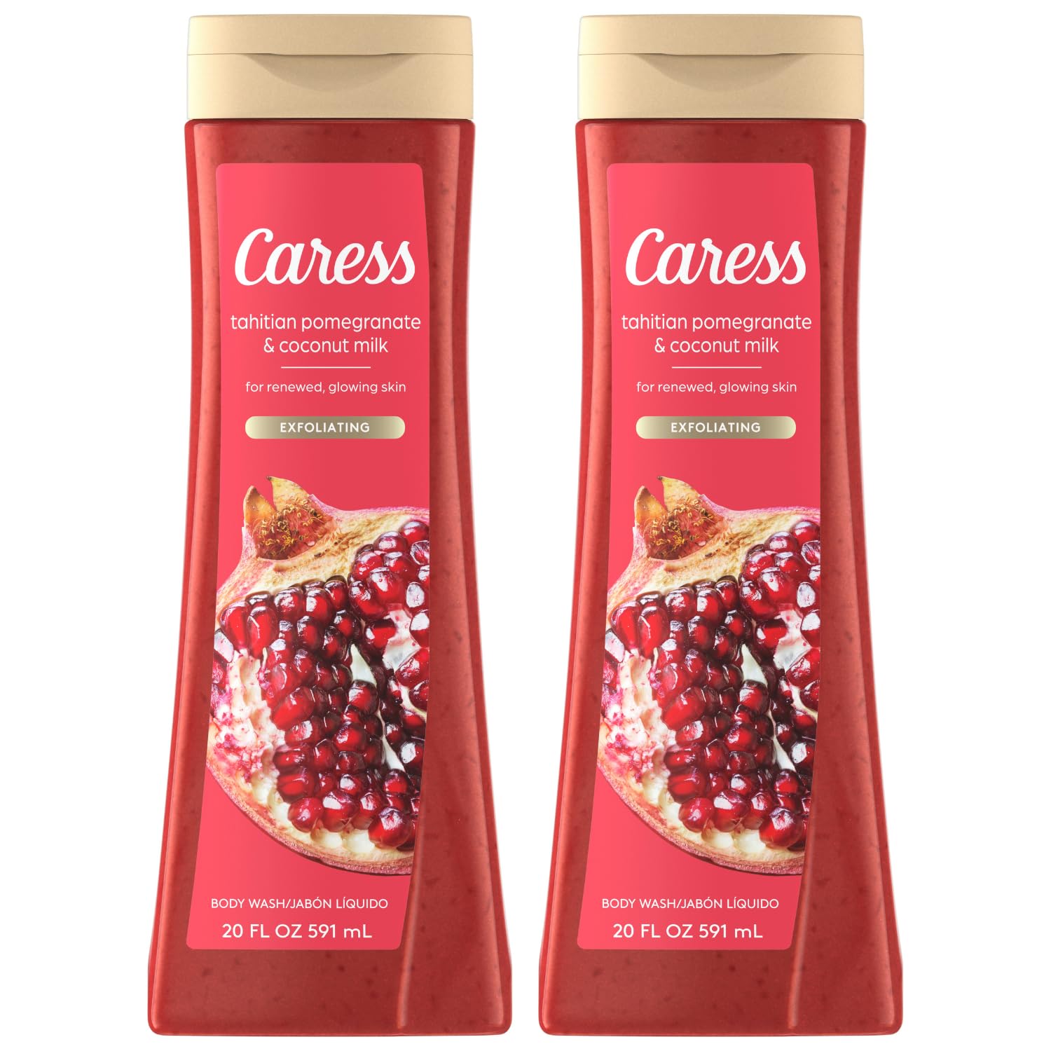 Caress lait coco grenade tahitienne en bouteille 2 pack, hydratation délicate et parfum fruité.