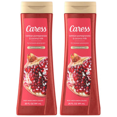 Caress lait coco grenade tahitienne en bouteille 2 pack, hydratation délicate et parfum fruité.