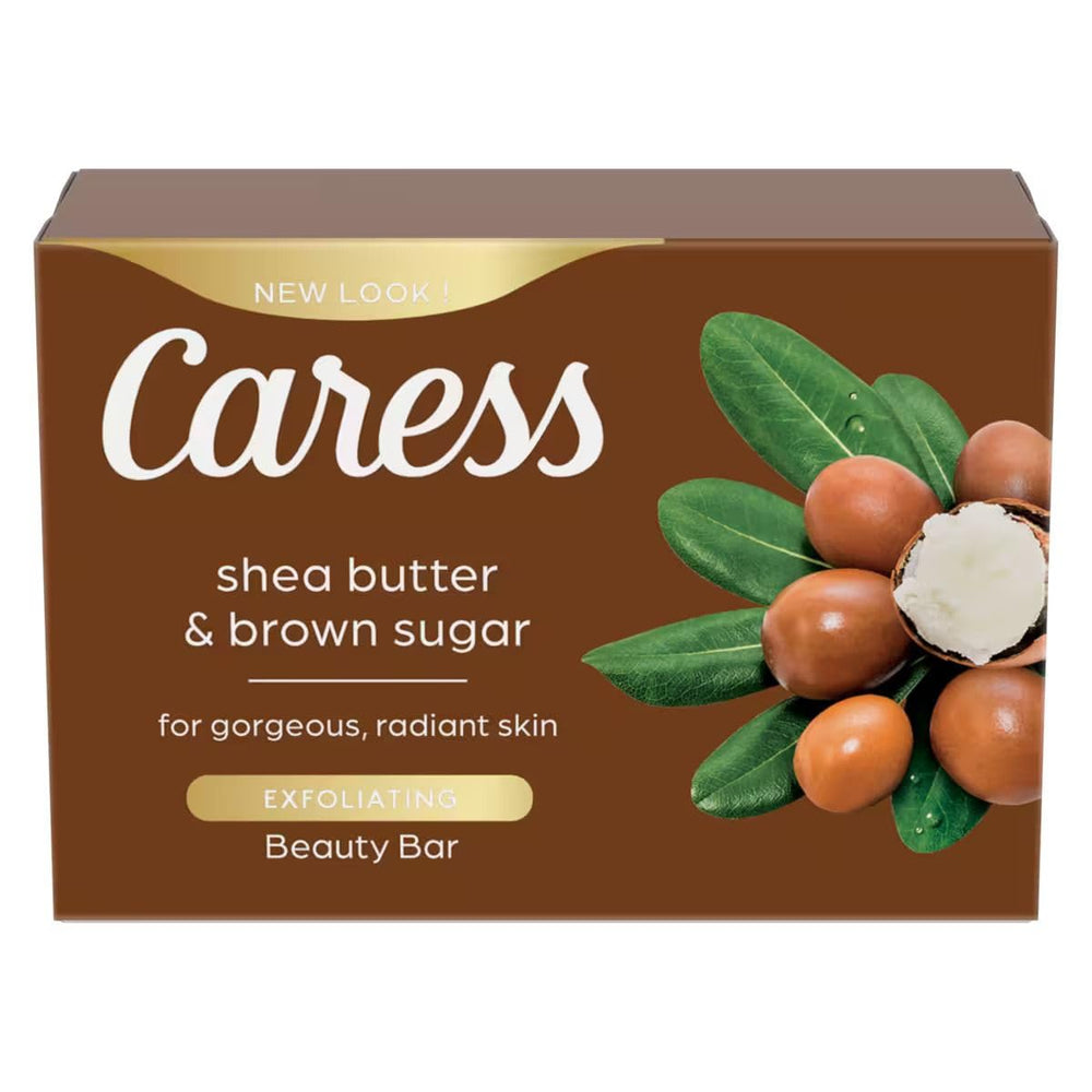 Caress Shea Butter Brown Sugar Beauty Bar packaging image communicates premium design