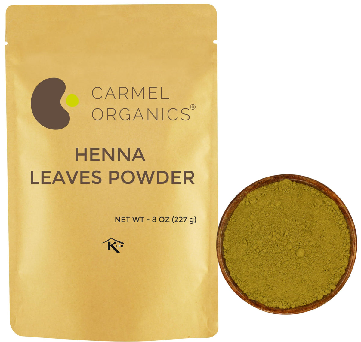 CARMEL ORGANICS poudre-feuilles-henne: teinte naturelle pour cheveux.