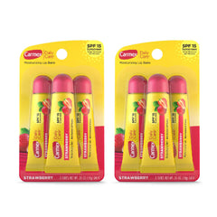 Carmex baume lèvres SPF15 fraise en tube pour hydratation quotidienne.