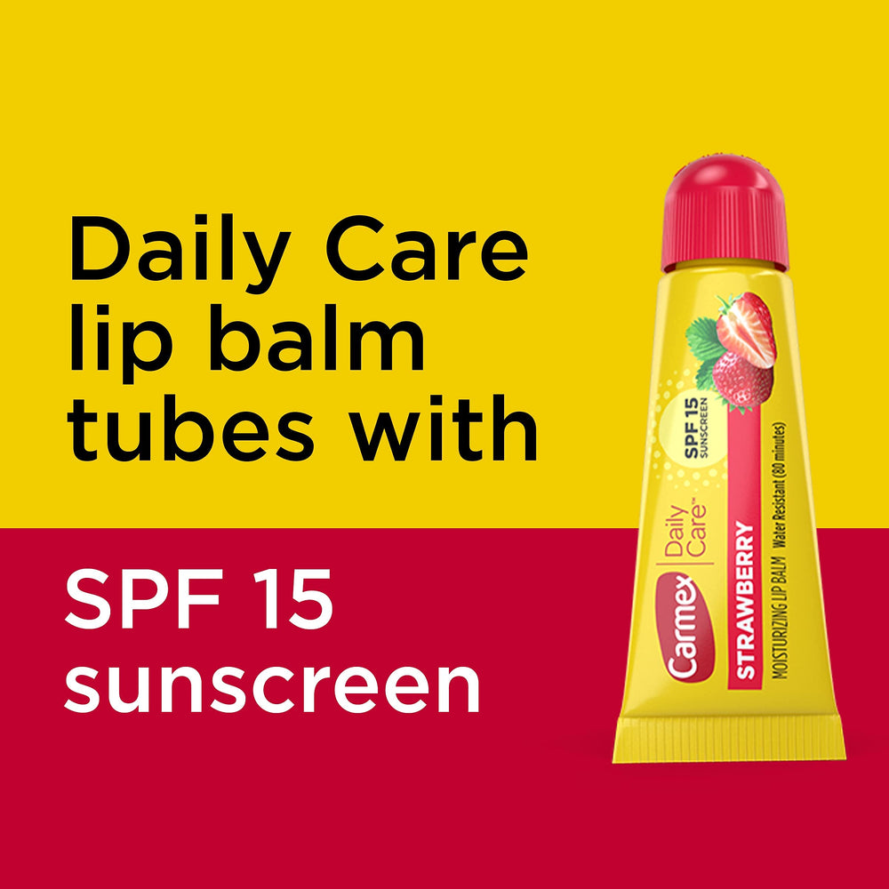 Baume Carmex fraise SPF15 en tube, pack pratique de six tubes.