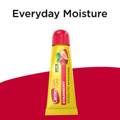 Tube Carmex soin quotidien SPF15 pour lèvres sensibles lors de déplacements.