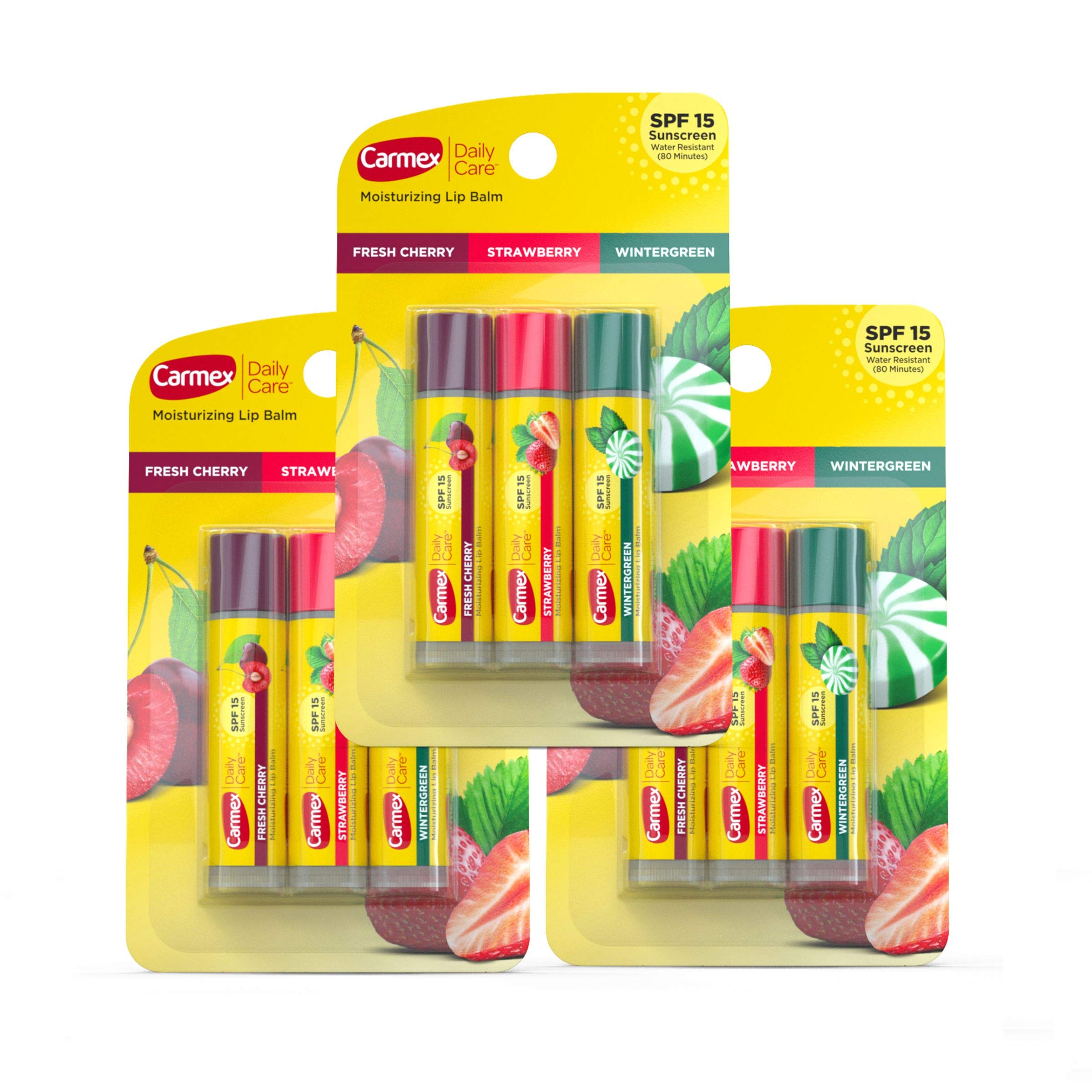 Carmex Daily Care lip balm stick in Fresh Cherry with SPF 15.