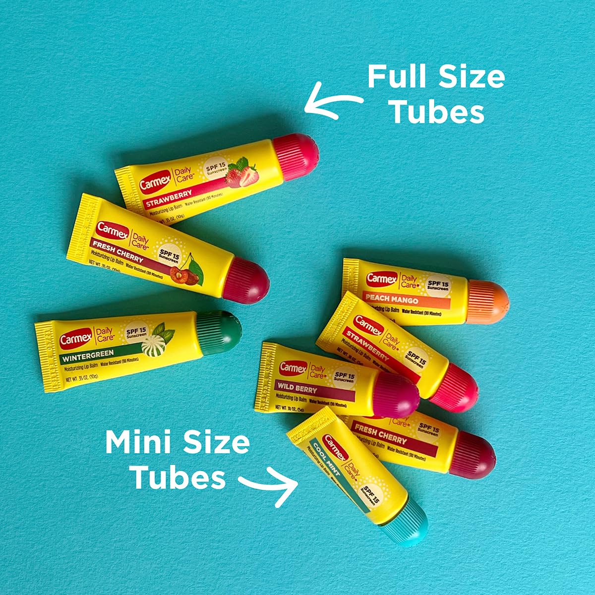 Carmex Mini Soin Quotidien Gaulthérie, mini-tube SPF15, idéal en sac.