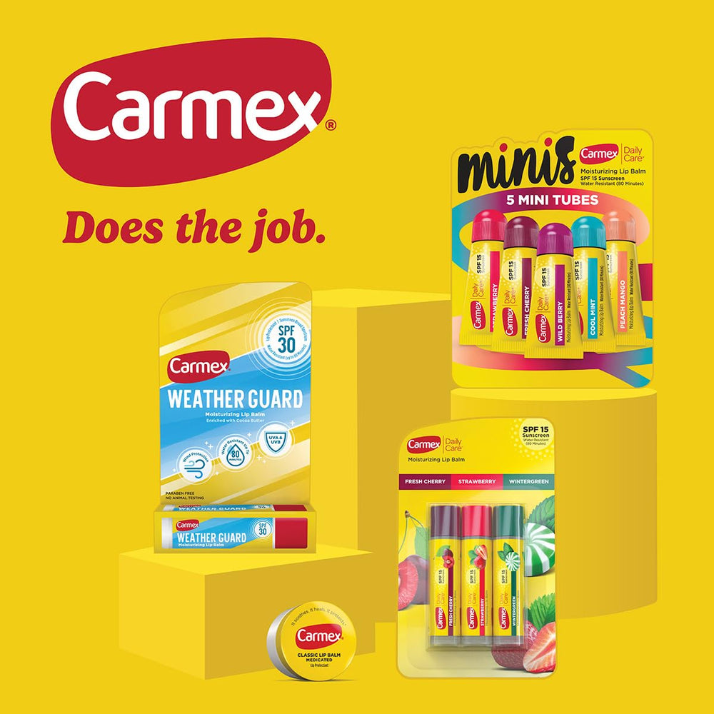 Carmex Mini Soin Quotidien Menthe Fraîche, mini-tube SPF15, fraîcheur tout au long.