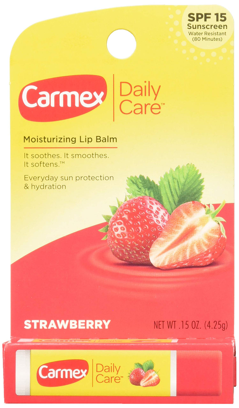 Carmex Stick Lèvres Fraise – application facile, pack de 3 pour le quotidien