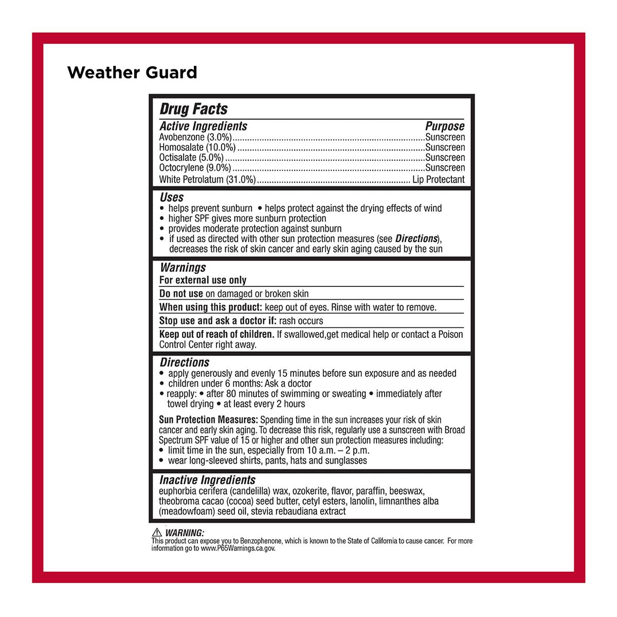 Carmex Weather Guard stick SPF30 en utilisation en extérieur.