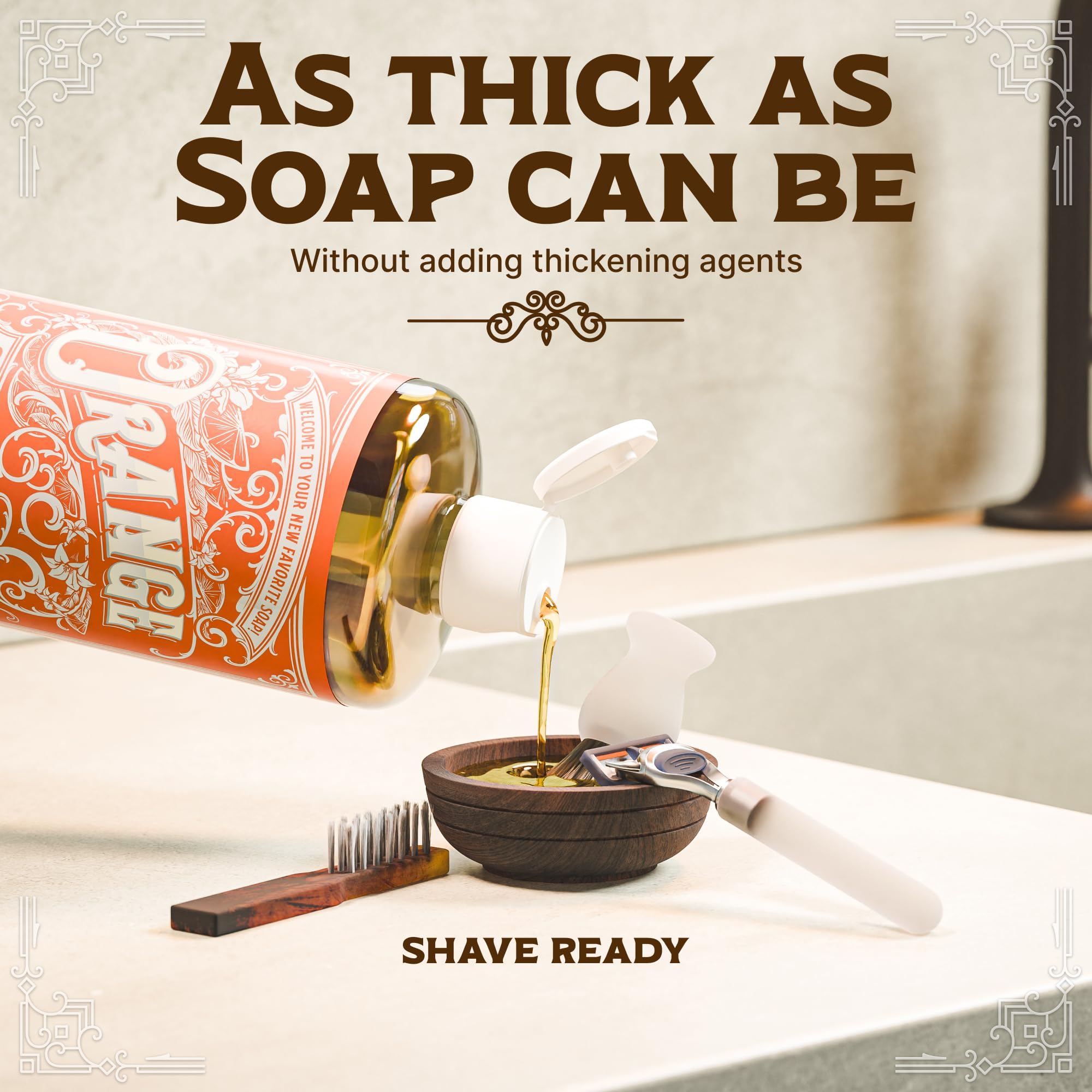 Carolina Castile Soap Orange, concentré élevé offrant une mousse abondante.