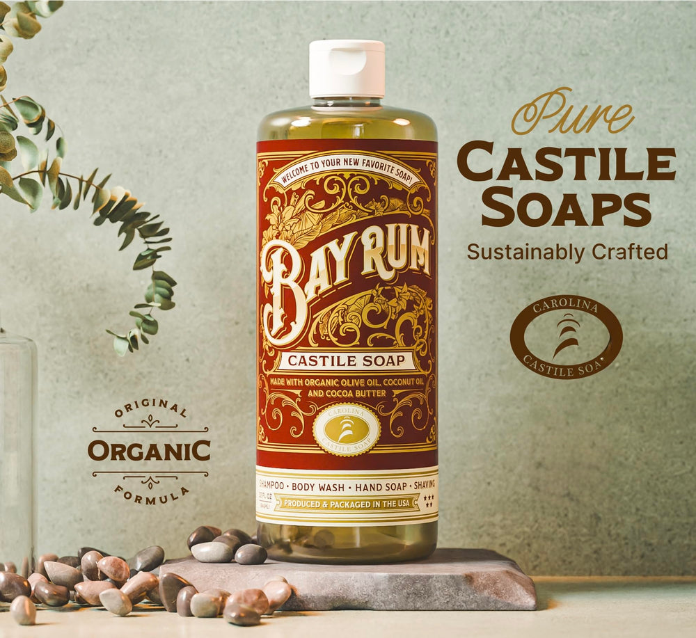 Carolina Castile Soap usages polyvalents: idéal pour corps, cheveux et mains.