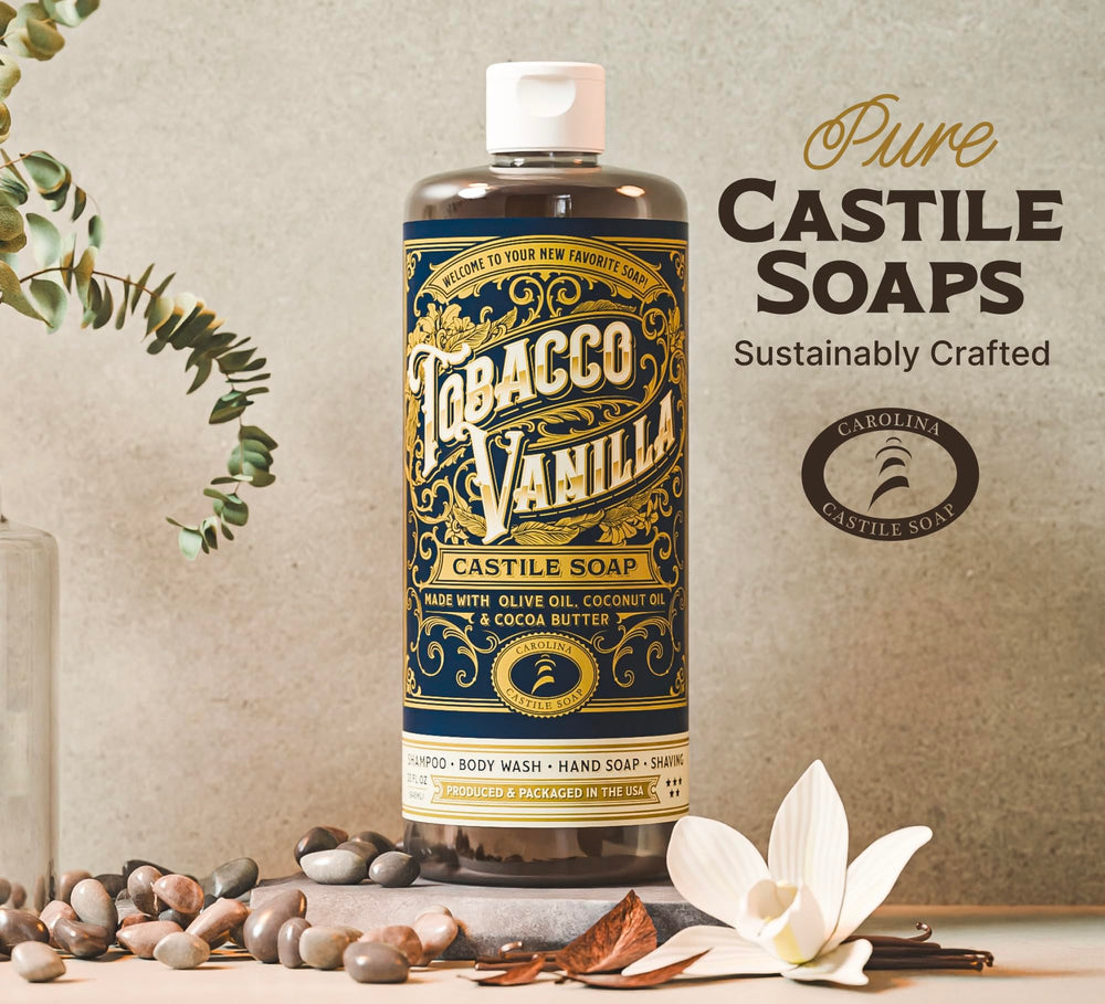 Carolina Castile Tobacco Vanilla, image-conseils-utilisation, polyvalence: corps, cheveux et mains se lavent en douceur.